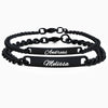 Schwarz Partnerarmband mit Gravur - Otanto